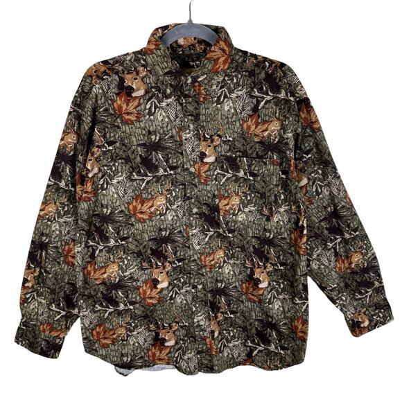 Field Test By Outdoor Life Hunting Deer Print Long Sleeve Flannel Button Up Sz M - Picture 1 of 8